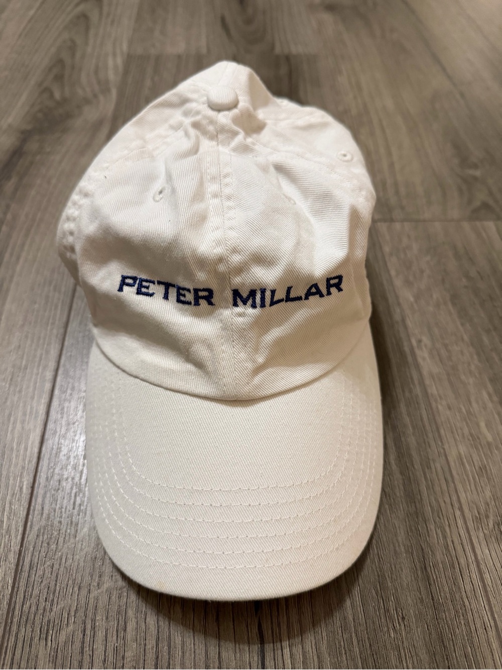 Peter Millar White Cap with Navy Logo